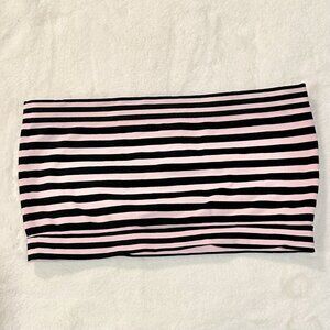 NEW NUX Black and Pink Striped Bandeau Tube Top - Size: Small